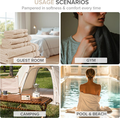 12-Piece Set 4 4 4 100% Comfort Spaces Luxury Bath Towel - Large, Hand, Washcloth, Cotton, Quick Dry, Zero Twist, Soft