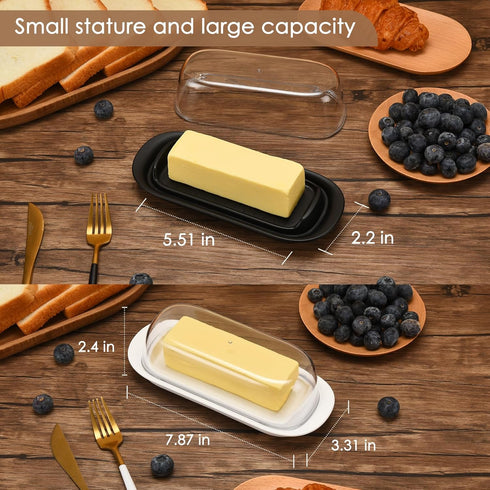 Hekeieon Butter Dish with Clear Lid, Butter Keeper, Easy Scoop,Butter Container Holds for East/West Coast Butter