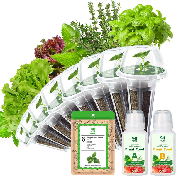 Gourmet Herb & Salad Seed Pod Kit, 8 Pod (Include Seed Basil/Mint/Thyme/Romaine/Butter