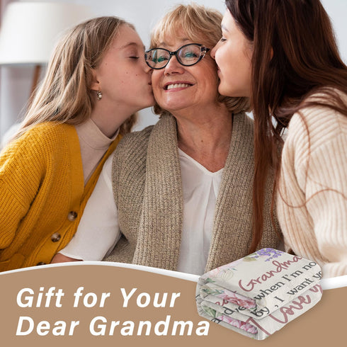 60"x50" Grandma Gifts, Gifts for Grandma from Granddaughter Grandkids, Grandmas Blanket, Best Birthday Gifts Presents