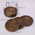 Mango Wood Coasters for Drinks with Iron Holder Stand, Set of 5 for Tabletop Protection