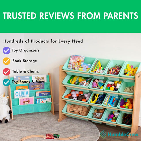 4-Tier Humble Crew Kids Bookshelf, Front-Facing Book Display Organizer, Montessori Toddler Bookcase for Playroom