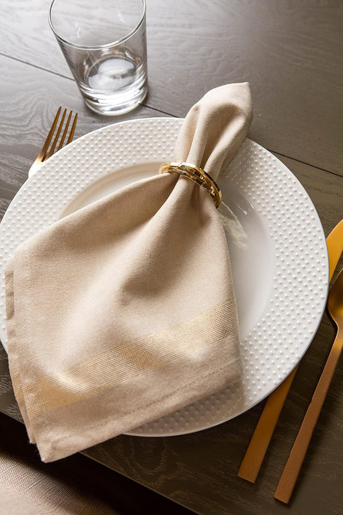 DII Holiday Dining Table Linen Napkin Set - Sparkle Metallic Kitchen Décor, 20x20, Gold Metallic Stripe, 6 Piece