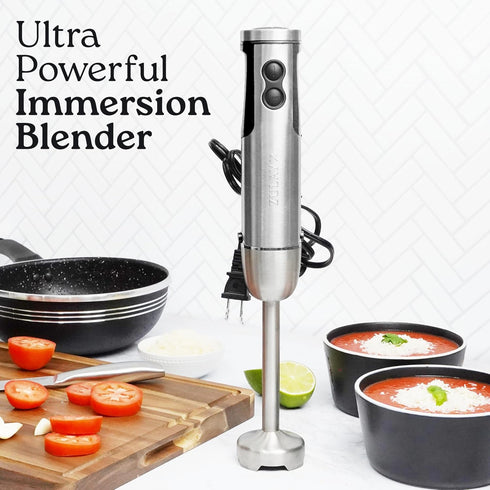 Zulay 3-in-1 Immersion Blender Handheld - 800 Watt Hand Blender With 12 Speeds - Emulsion Blender Handheld - Handheld Blender - Comes With Whisk, Frother & Stick Blender for Smoothies & Soup - (Black) by Zulay Kitchen