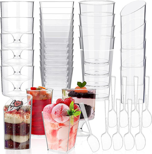Nuenen 400 Pcs Mini Dessert Cups with Spoons Clear Plastic Small Yogurt