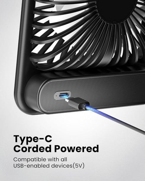 Koonie USB Desk Fan, Ultra Quiet Personal Fan with 180° Tilt and 3 Speeds, Mini USB Fan