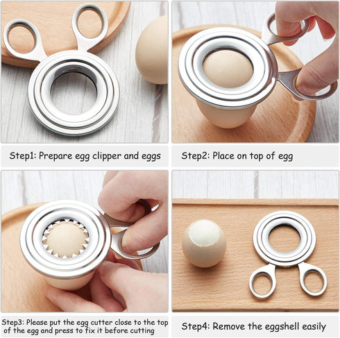Boao 2 Pieces Stainless Steel Egg Topper Cutter for Boiled Egg Shell Scissors Opener Kitchen Tool