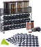 Spice Rack Organizer with 27 Spice Jars with Black Lids, Funnel, Spice