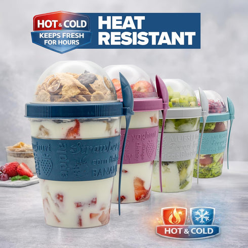 4 Pcs Yogurt Parfait Cups Breakfast On The Go Reusable Plastic Containers With Lids And Spoons Take And Go Yogurt Cup