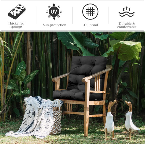 4.5 Inch 4 Giantex Tufted Patio Cushion, Outdoor High Back Chair Pads Thick, with String Ties, Patio Seat Cushion