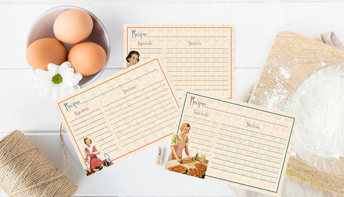 Silly Goose Gifts Recipe Cards: Retro Housewife Theme 4x6, Vintage Rustic Design for Weddings