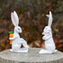 2Pcs 5.5 Inch Easter Bunny Decorations - White Resin Easter Rabbits with Carrot, Decorative Bunnies Mom with Kids