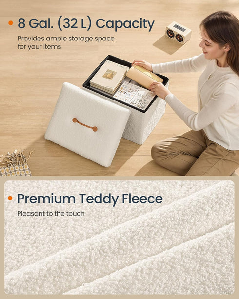 12.2 16.1 12.2 Inches, 286 lb, ULSF094W01 SONGMICS Small Folding Storage Ottoman, Foot Rest Stool, x x Ottoman