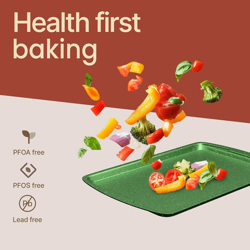 Bakken- Swiss Set Commercial Sets, 450 Set 6 BAKKEN Kitchen Baking Pan - Nonstick Green Marble Coating, Grade Carbon