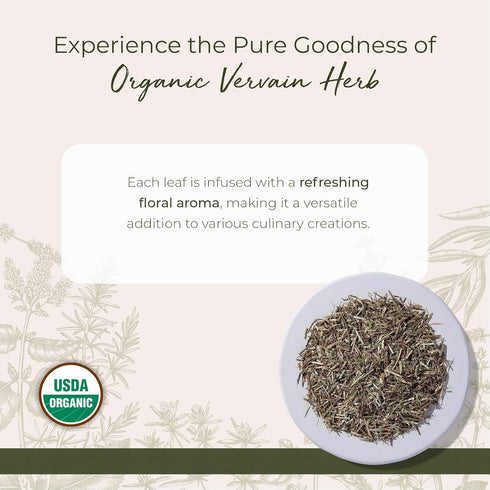 4 oz Starwest Botanicals Organic Vervain Herb - Dried Loose Leaf Herb for Tea & Herbal Blends, Cut & Sifted, Certified
