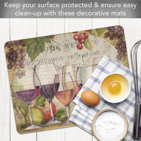 Cut N' Funnel Wine Country Designer Flexible Plastic Cutting Board Mat - Made in the USA, Decorative, Easy to Clean