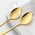 LIANYU 8 Pack Gold Serving Spoons, 8 3/4 Inch Stainless Steel Slotted Utensils for Catering