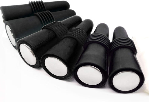 ANIN 8 Pcs Reusable Wine Stoppers, Silicone Beverage Bottle Sealer with Grip Top, Black