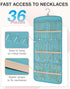 BAGSMART Hanging Jewelry Organizer, Necklace Holder Anti-tangle Earrings Rings Hanger with 20 Jewelry Bags Travel Storage Roll with Pockets Hang on Closet, Wall, Door,1 Piece, Large, Teal by BAGSMART
