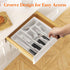 Lifewit Silverware Organizer with Lid, Covered Utensil Tray for Kitchen Drawer and Countertop, 6 Compartments, White