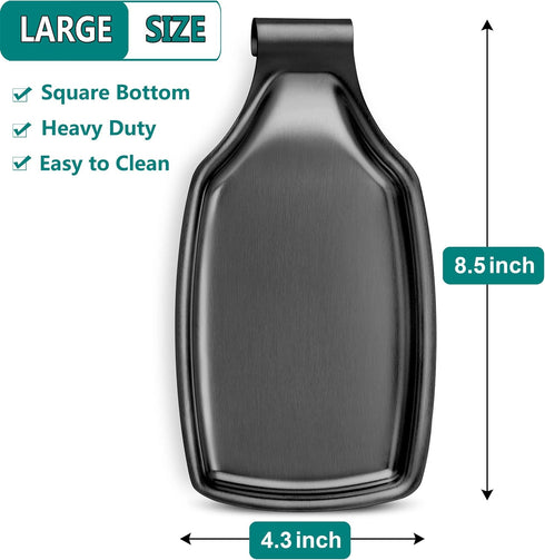 LIANYU Black Spoon Rest for Kitchen Counter, Stainless Steel Spoon Holder for Stove Top, Spatula Spoon Ladle Utensil Holder with Square Bottom, Heavy Duty, Dishwasher Safe