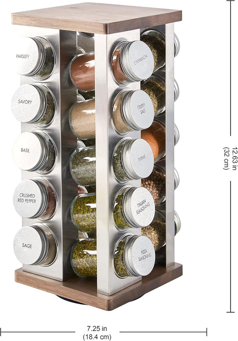 20 Countertop 5 Kamenstein Jar Vintage Spice Rack with Spices Included, Revolving Spice Organizer with Glass Jars