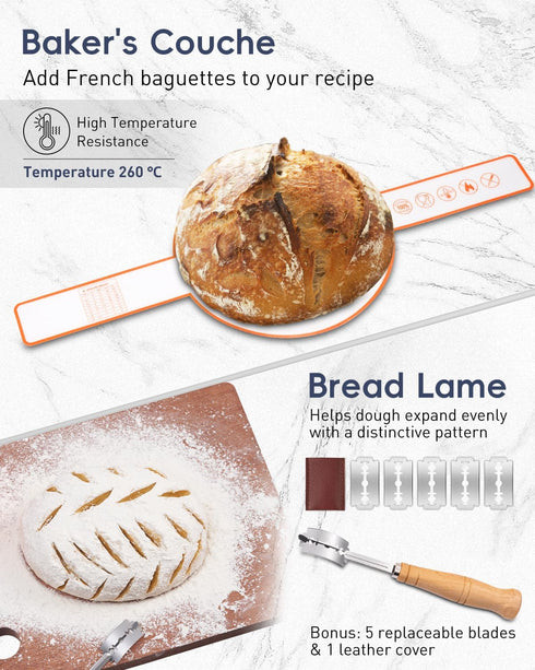 30-Pcs 9 inch 10 inch Sourdough Bread Baking Supplies - Sourdough Starter Kit | Including Round and Oval Banneton