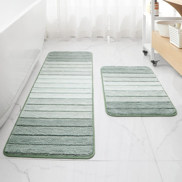 Kmson 2 Piece Ombre Bathroom Rugs Set, Non Slip, Quick Drying, Ultra Soft Bath Carpet for Bedroom Floor, Living Room,
