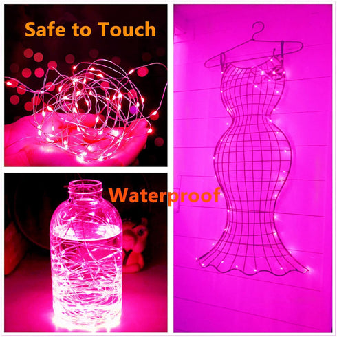 Ranlraka 20 Wine Bottle Lights with Cork Mini Fairy String Lights Battery Operated LED Pink Fairy Lights Party