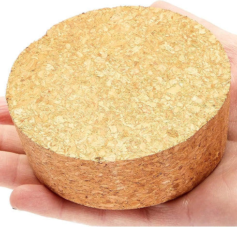 Juvale Large Tapered Cork Pucks & Plugs - Size #48, 3-Pack, 3.48 x 3.27 x 1.29 in Wide Cork Stopper for Sealing Jars &