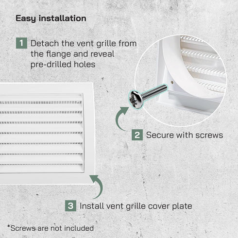 Vent Systems 4'' Inch White Pack of 2 Air Vent Covers for Dryer Vents and Bathroom Exhaust, Black Louvered Cover