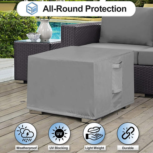 21L 21W 17H Inch, OutdoorLines Outdoor Waterproof Patio Ottoman Covers - Square UV-Proof Patio Side Table Cover