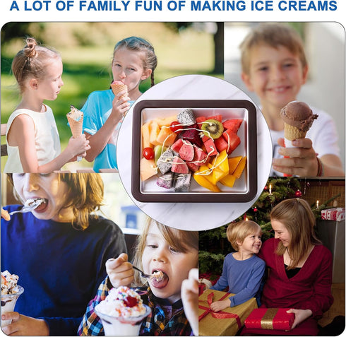 Ice Cream Roll Maker Plate with 2 Spatulas, Instant Rolled Ice Cream Machines for DIY Ice Cream, Color: Brown and Blue,