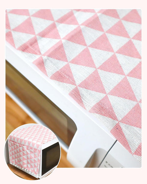 Microwave Oven Cover Dustproof Cotton Protector with Side Storage Pockets, Decorative Kitchen Appliance