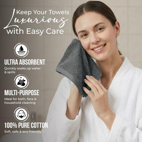 Pack 60 12 12 Inches, 100% 60 Pack) RIVERSIDE of Wash Cloths for Showering, x Super Soft & Absorbent, Cotton Washcloths