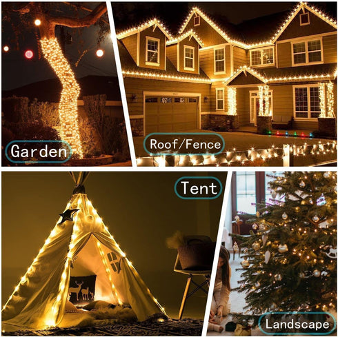20M/65FT 200LED 8 Fairy Lights CoolWhite USB Soft Wire String Lights, Waterproof with Remote & Timer, Modes Lights