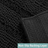 Turquoize Luxury Chenille Bath Rug, Extra Absorbent Non Slip Microfiber Shower Rug, 17"x 24", Black