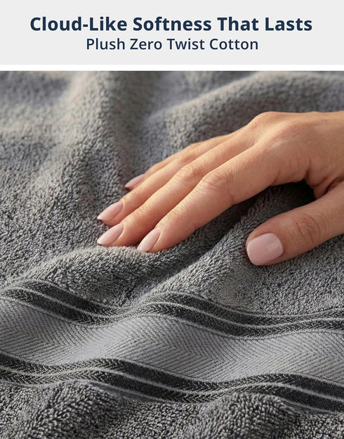 Set 12 100% 4 4 4 LANE LINEN Bath Towel of Premium Cotton Towels for Bathroom, Bath, Hand & Washcloth, Zero Twist