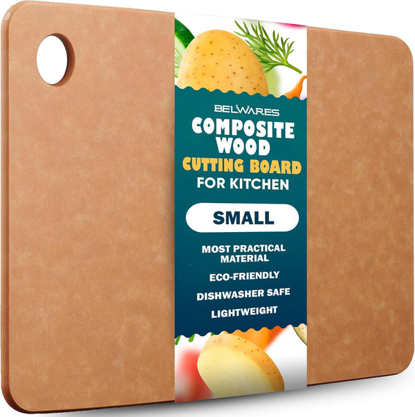 Wooden Cutting Board for Kitchen - Small Composite Wood, Thin, BPA Free & Eco-Friendly (11.5 x 9 Inch, Natural)
