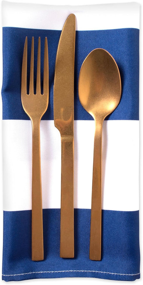 DII Cabana Stripe Outdoor Tabletop Collection, Water Resistant Napkin (Set of 6), Nautical Blue