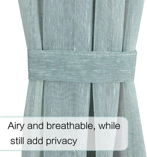 H.VERSAILTEX Sheer French Door Curtain, Light Filtering Rod Pocket Drapes, 52"x72" - Teal, Tieback Included