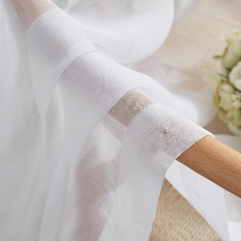 Home Brilliant White Sheer Curtains, 63 Inch Length Rod Pocket Drape, 54" Width x 63" Length, 2 Panels