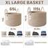 65L JMvicyroam Extra Large Blanket Basket for Living Room - Woven Cotton Rope Laundry Hamper with Reinforced Handles