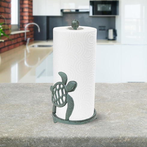 Countertop Coastal Sea Turtle Paper Towel Holder Ocean-Inspired Cast Iron Kitchen Dcor, Rustic Beach House Accessory