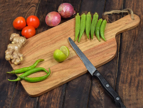 Acacia Wood Paddle Cutting Boards for Kitchen, Cheese, Food Serving Tray, Charcuterie Boards (15" x 7" x 0.65")