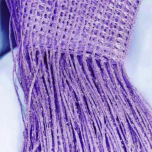 ave split Decorative Door String Curtain Wall Panel, Light Purple Tassel Screen Room Divider, 100x200 centimeters
