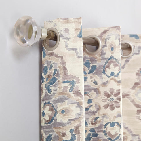 Sun Zero Regina Floral Watercolor Grommet Curtain Panel, Energy Efficient, 40" x 84", Linen
