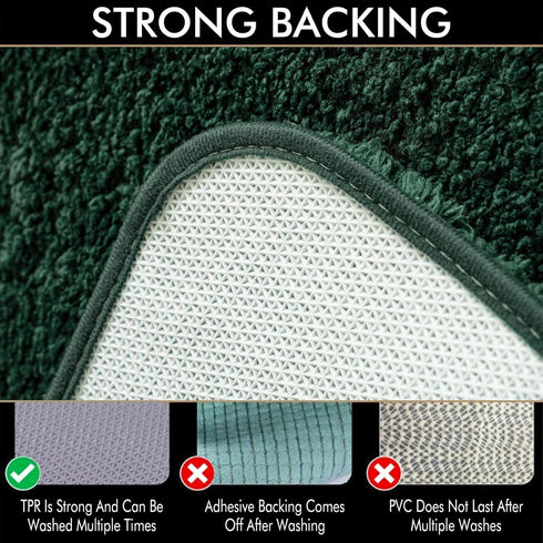 MIULEE U Shaped Toilet Rugs, Absorbent Microfiber Contour Bath Mats, 20'' x 20'', Dark Green