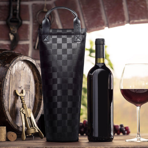 Tirrinia Single Wine Gift Tote Bag, Insulated Padded Thermal Wine Bottle Carrying Cooler for Travel, Picnic, Black