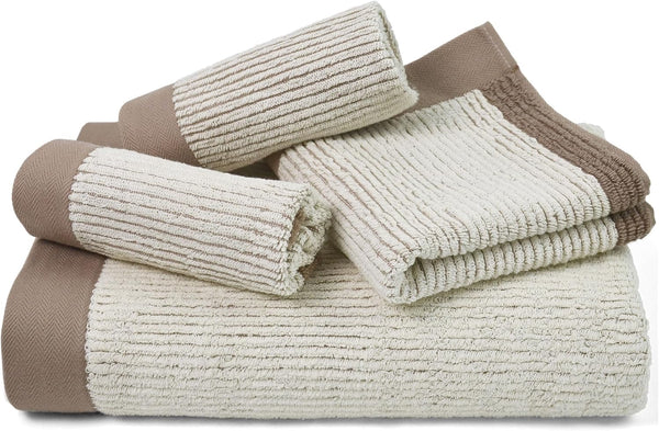 Cleanbear Bathroom Towels Set 4 Piece, 100% Cotton, Ultra Soft, Absorbent and